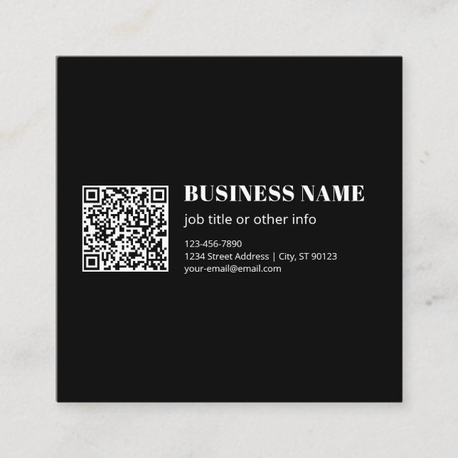Custom QR code & Editable Retro-Modern Text Square Business Card (Front)