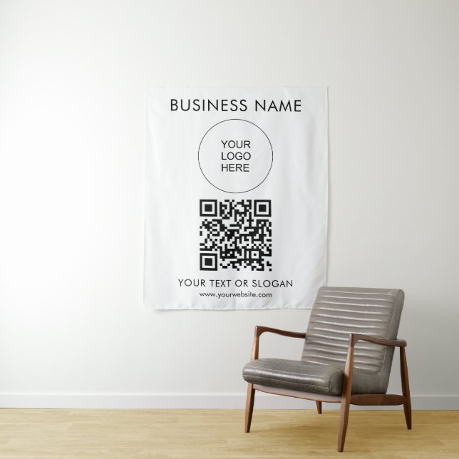 Custom QR Code Event Seminar Party Logo Text Tapestry (In Situ)