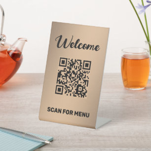 Custom QR Code Golden Pedestal Sign