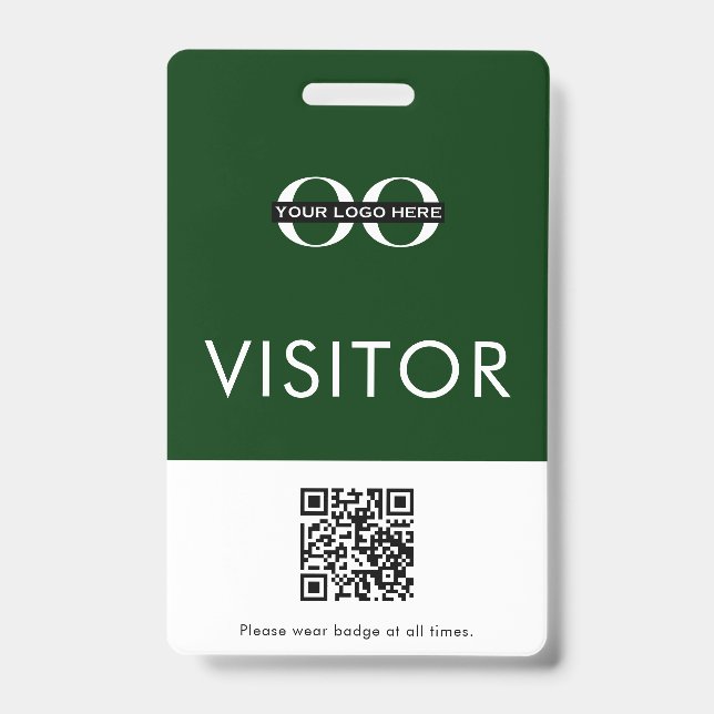 Custom QR Code Green Visitor ID Badge (Front)