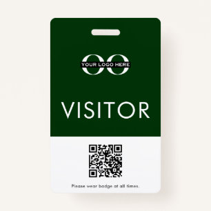 Custom QR Code Green Visitor ID Badge