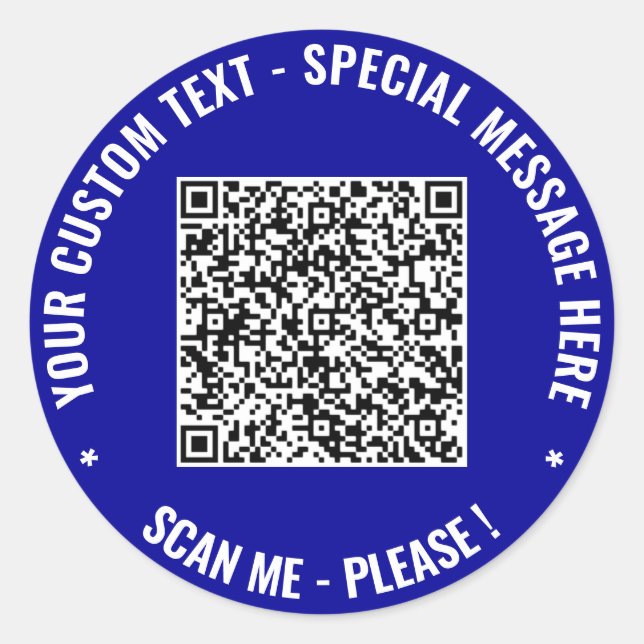 Custom QR Code Info and Text Sticker - Your Colour (Front)
