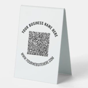 Custom QR Code Info Text Business Table Tent Sign