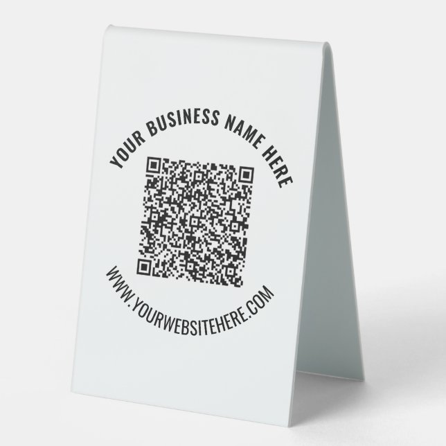 Custom QR Code Info Text Business Table Tent Sign (Front)