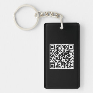Custom QR Code Logo black solid minimalist Key Ring