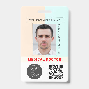 Custom QR Code Logo Employee Name Photo Hospital ID Badge