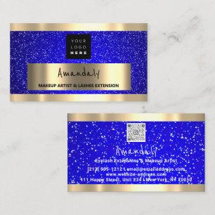 Custom QR CODE Logo Gold Blue Business Card