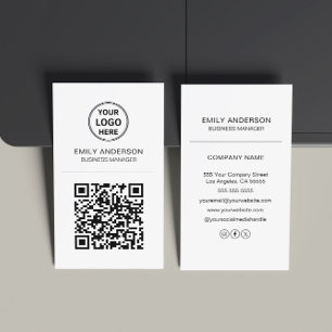 Custom QR Code Logo Minimal Business Card