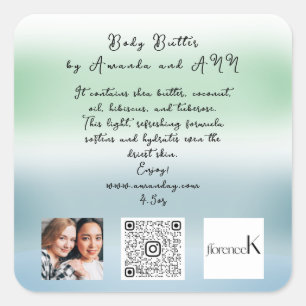 CUSTOM QR CODE LOGO PHOTO PRODUCT DESCRIPTION SQUARE STICKER