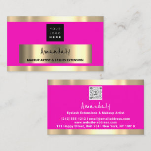 Custom QR CODE Logo Pink Gold  Business Card