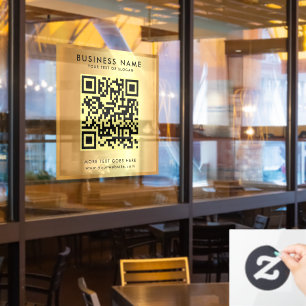 Custom QR Code Logo Text Faux Gold Glamourous
