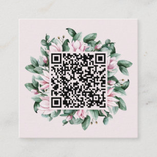 Custom QR Code Magnolia Flower Frame Wedding Enclosure Card
