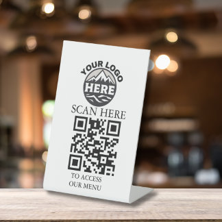 Custom QR Code Menu Logo Pedestal Sign |Restaurant