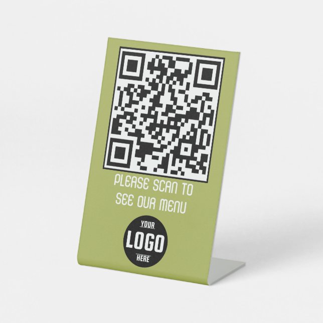 Custom QR Code Menu Pedestal Sign for Restaurants  (Front)