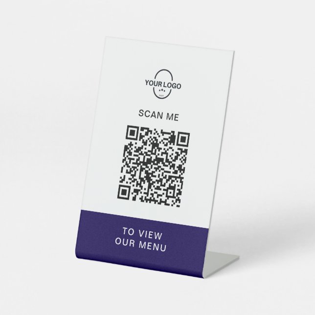 Custom QR Code Menu Stand | Contactless Restaurant Pedestal Sign (Front)
