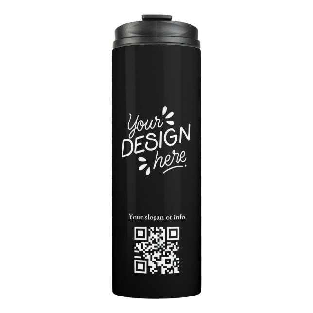 Custom QR Code Minimalist Black Tumbler (Front)