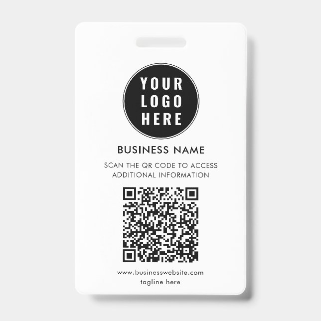 Custom QR Code Modern Business Logo Minimalist ID Badge (Front)