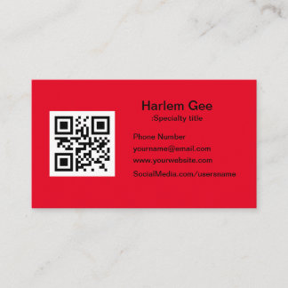 Custom QR Code Modern Red Business Card