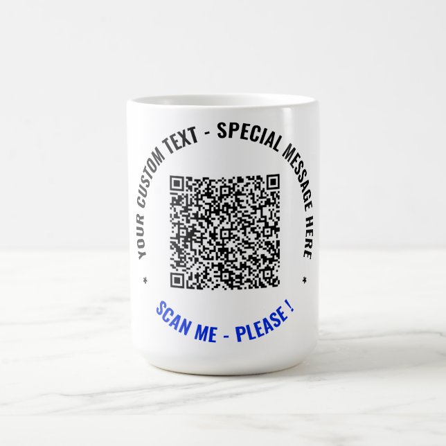 Custom QR Code Mug Gift Your Text Font and Colours (Center)