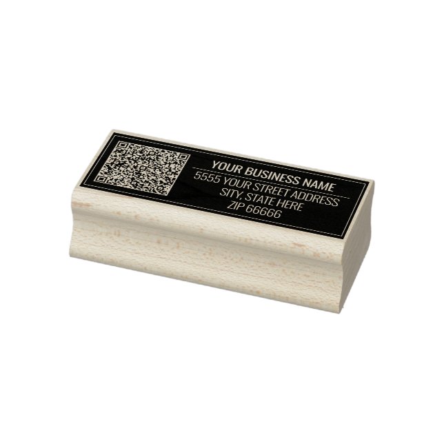 Custom QR Code Name Address Colour Rubber Stamp (Stamp)