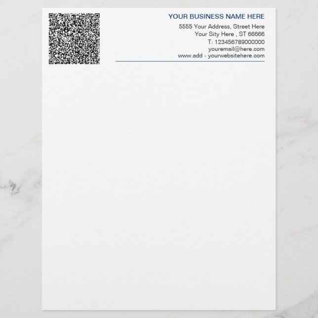 Custom QR Code Name Address Information Letterhead (Front)