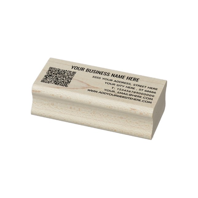 Custom QR Code Name Info Address Rubber Stamp (Stamp)