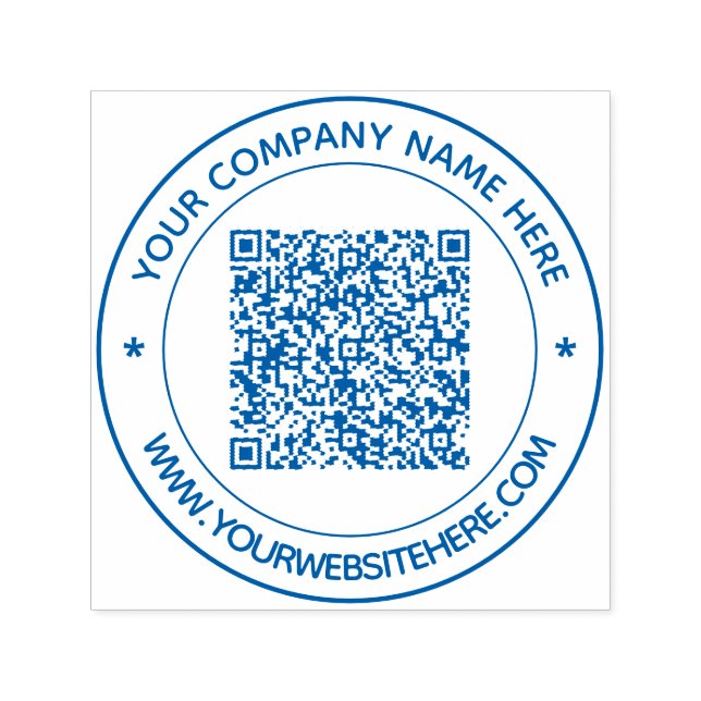 Custom QR Code Name Info Business Round Stamp (Design)