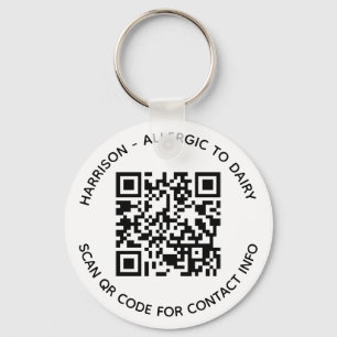 Custom QR Code name text contact info photo kids Key Ring