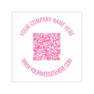 Custom QR Code Name Website Round Stamp