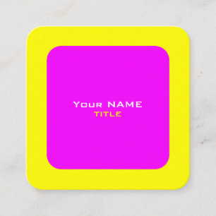Custom QR Code Neon Pink and Yellow Square Business Card