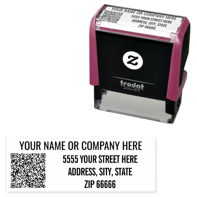 Custom QR Code or Photo Name Address Stamp Example (In Situ)