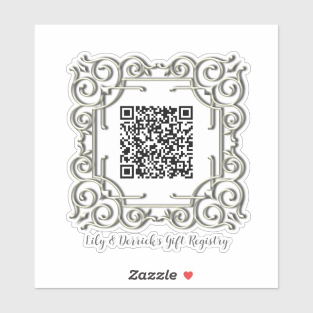Custom QR Code Ornate Frame Wedding Gift Registry (Sheet)