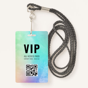 Custom QR Code Pastel Rainbow VIP All Access ID Badge