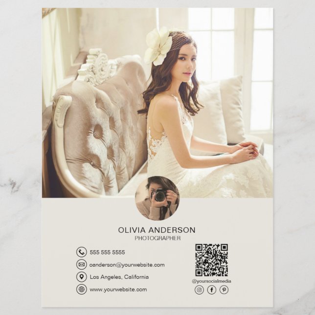 Custom QR Code Photo Social Media Business Flyer (Front)