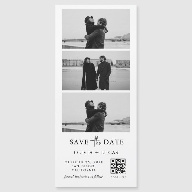 Custom QR Code Photo Strip Magnetic Wedding (Front)
