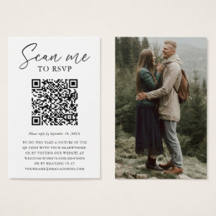 Custom QR Code Photo Wedding RSVP Card