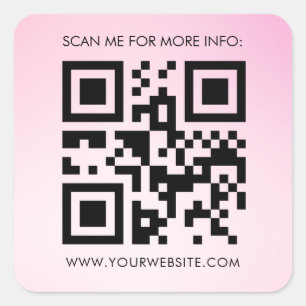 Custom QR Code Pink Gradient Business Promotional Square Sticker
