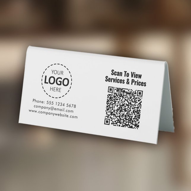 Custom QR Code Prices /Services Table Tent Sign (Creator Uploaded)