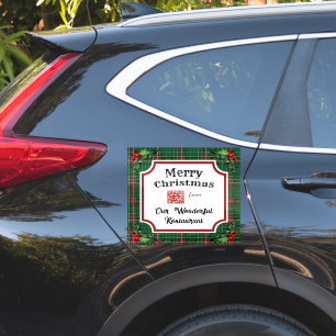 Custom QR Code Restaurant Christmas Green Plaid