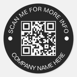 Custom QR Code Round Black Waterproof Business Classic Round Sticker