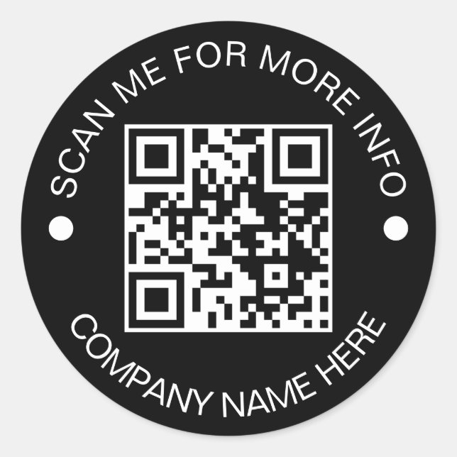 Custom QR Code Round Black Waterproof Business Classic Round Sticker (Front)