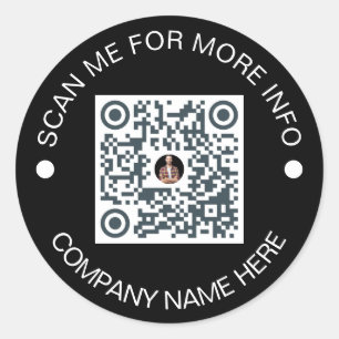 Custom QR Code Round Black Waterproof Business Classic Round Sticker