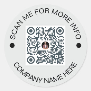 Custom QR Code Round Gray Waterproof Business Classic Round Sticker