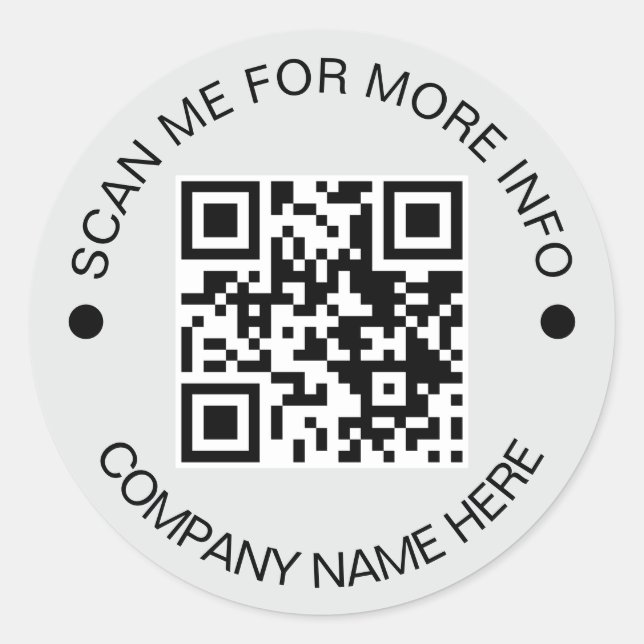 Custom QR Code Round Grey Waterproof Business Classic Round Sticker (Front)