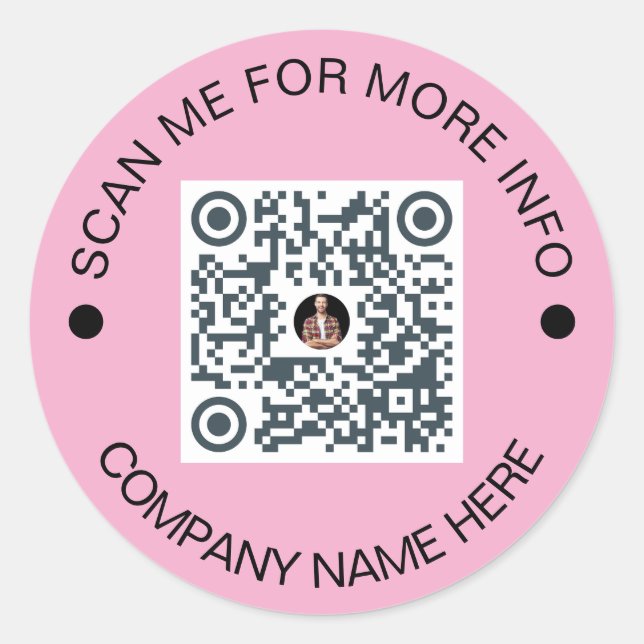 Custom QR Code Round Pink Waterproof Business Classic Round Sticker (Front)
