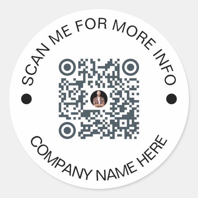 Custom QR Code Round white Waterproof Business Classic Round Sticker (Front)