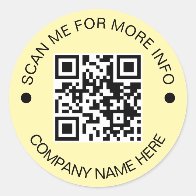 Custom QR Code Round Yellow Waterproof Business Classic Round Sticker (Front)
