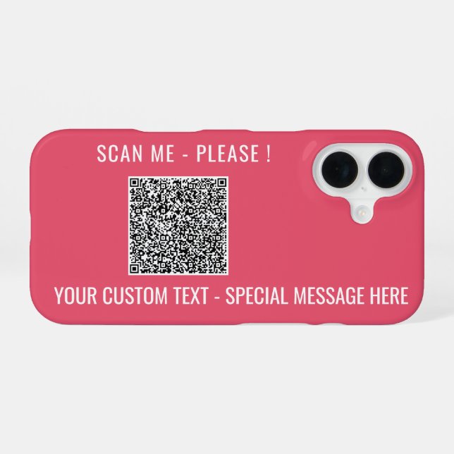 Custom QR Code Scan and Text iPhone Case (Back Horizontal)