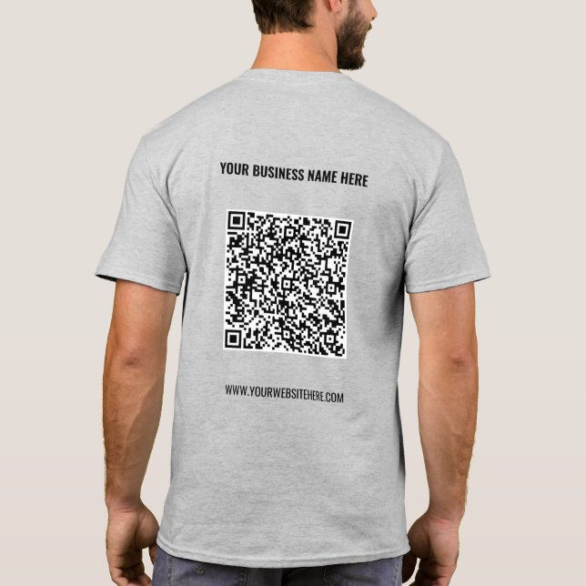 Custom QR Code Scan and Text Your Business T-Shirt (Back)