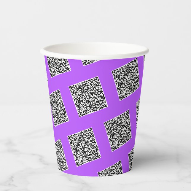 Custom QR Code Scan Info Paper Cups - Your Colours (Front)